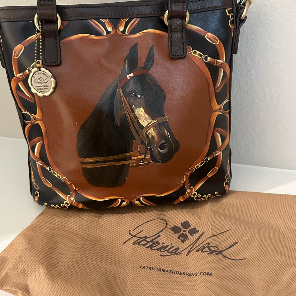 Patricia Nash Brown and Black Horse Print Tote